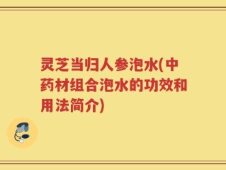 灵芝当归人参泡水(中药材组合泡水的功效和用法简介)