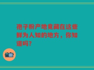 孢子粉产地竟藏在这些鲜为人知的地方，你知道吗？