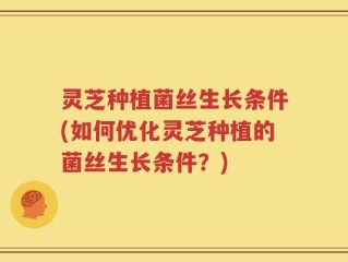 灵芝种植菌丝生长条件(如何优化灵芝种植的菌丝生长条件？)
