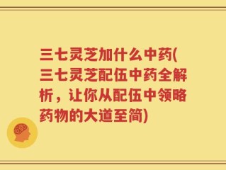 三七灵芝加什么中药(三七灵芝配伍中药全解析，让你从配伍中领略药物的大道至简)