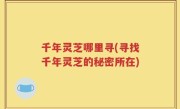 千年灵芝哪里寻(寻找千年灵芝的秘密所在)
