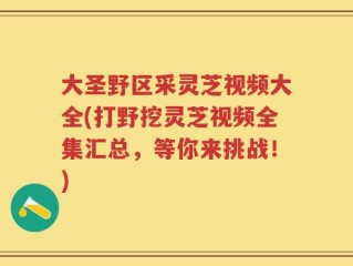 大圣野区采灵芝视频大全(打野挖灵芝视频全集汇总，等你来挑战！)