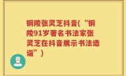 铜陵张灵芝抖音(“铜陵91岁著名书法家张灵芝在抖音展示书法造诣”)