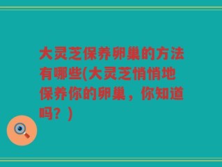 大灵芝保养卵巢的方法有哪些(大灵芝悄悄地保养你的卵巢，你知道吗？)