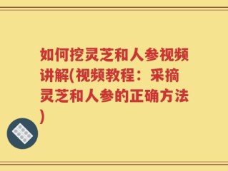如何挖灵芝和人参视频讲解(视频教程：采摘灵芝和人参的正确方法)