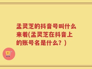 孟灵芝的抖音号叫什么来着(孟灵芝在抖音上的账号名是什么？)
