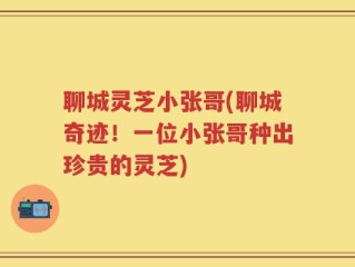 聊城灵芝小张哥(聊城奇迹！一位小张哥种出珍贵的灵芝)