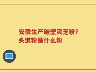 安徽生产破壁灵芝粉？头道粉是什么粉
