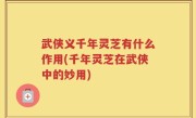 武侠义千年灵芝有什么作用(千年灵芝在武侠中的妙用)