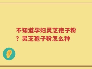 不知道孕妇灵芝孢子粉？灵芝孢子粉怎么种