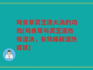 鸡骨草灵芝清火汤的功效(鸡骨草与灵芝清热祛湿汤，有效缓解湿热症状)