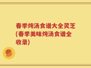 春季炖汤食谱大全灵芝(春季美味炖汤食谱全收录)