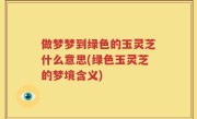 做梦梦到绿色的玉灵芝什么意思(绿色玉灵芝的梦境含义)