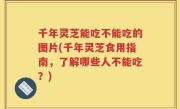 千年灵芝能吃不能吃的图片(千年灵芝食用指南，了解哪些人不能吃？)