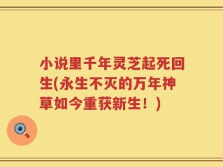 小说里千年灵芝起死回生(永生不灭的万年神草如今重获新生！)