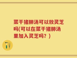 菜干猪肺汤可以放灵芝吗(可以在菜干猪肺汤里加入灵芝吗？)