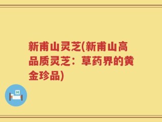 新甫山灵芝(新甫山高品质灵芝：草药界的黄金珍品)