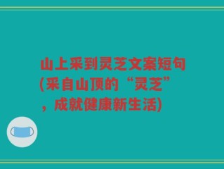 山上采到灵芝文案短句(采自山顶的“灵芝”，成就健康新生活)