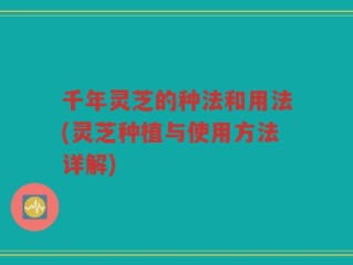 千年灵芝的种法和用法(灵芝种植与使用方法详解)