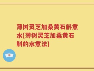 薄树灵芝加桑黄石斛煮水(薄树灵芝加桑黄石斛的水煮法)