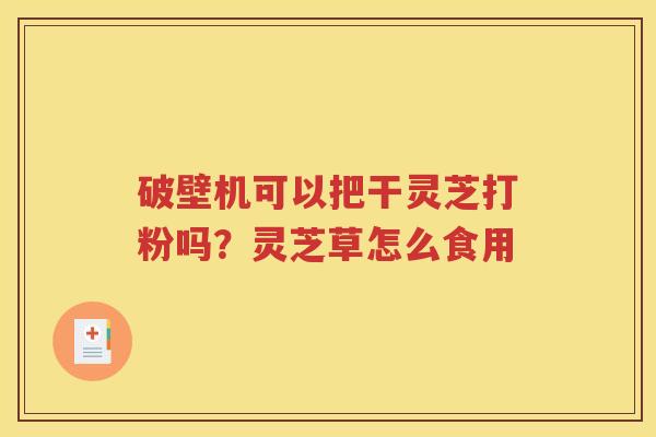 破壁机可以把干灵芝打粉吗？灵芝草怎么食用