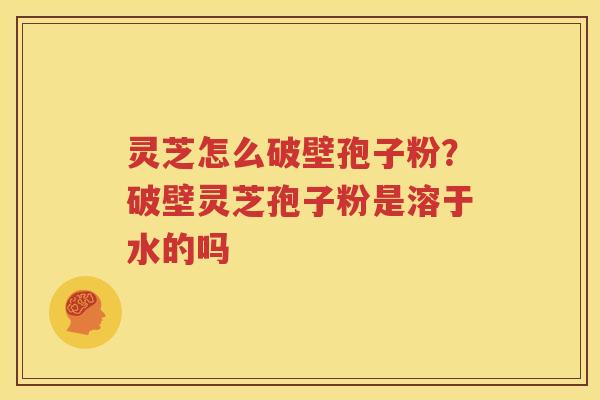 灵芝怎么破壁孢子粉？破壁灵芝孢子粉是溶于水的吗