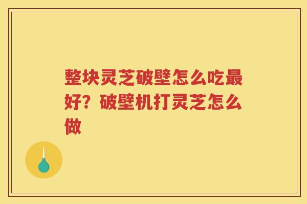 整块灵芝破壁怎么吃好？破壁机打灵芝怎么做