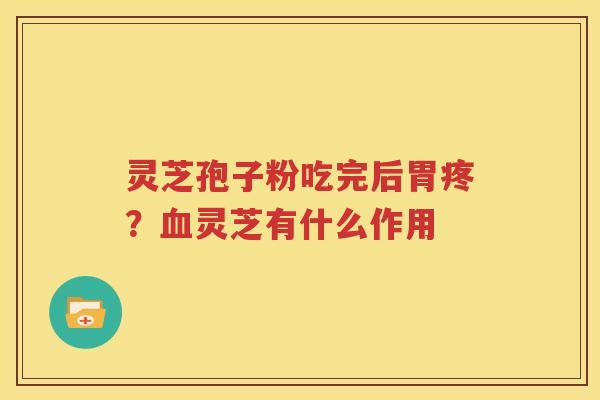灵芝孢子粉吃完后胃疼？灵芝有什么作用