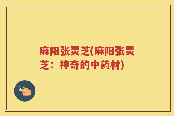 麻阳张灵芝(麻阳张灵芝：神奇的材)