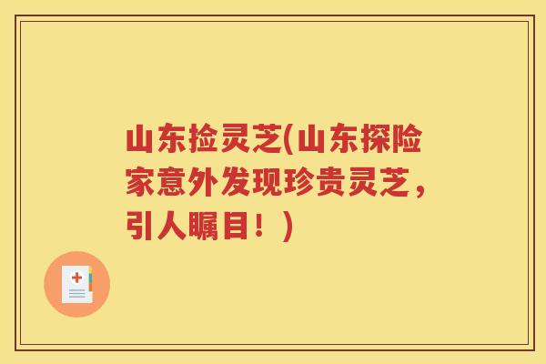 山东捡灵芝(山东探险家意外发现珍贵灵芝,引人瞩目!) 山东捡灵芝(山东探险家意外发现珍贵灵芝,引人瞩目!)