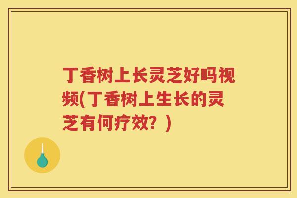 丁香树上长灵芝好吗视频(丁香树上生长的灵芝有何疗效？)