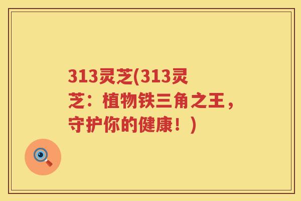 313灵芝(313灵芝：植物铁三角之王，守护你的健康！)