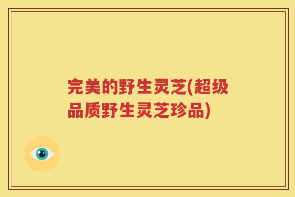 完美的野生灵芝(超级品质野生灵芝珍品)