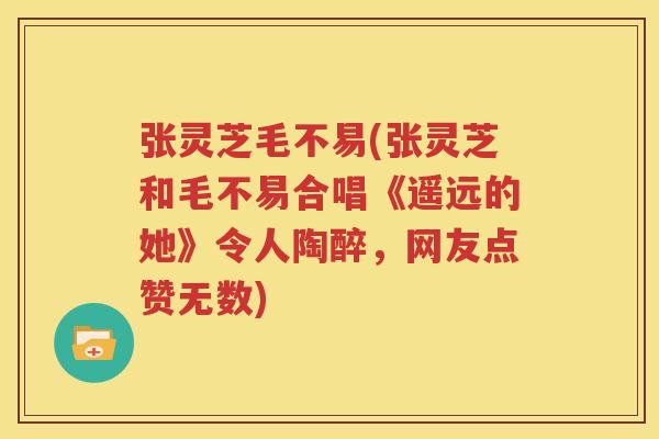 张灵芝毛不易(张灵芝和毛不易合唱《遥远的她》令人陶醉，网友点赞无数)