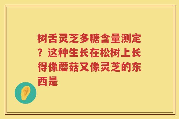 树舌灵芝多糖含量测定？这种生长在松树上长得像蘑菇又像灵芝的东西是