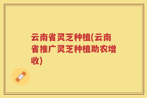 云南省灵芝种植(云南省推广灵芝种植助农增收)