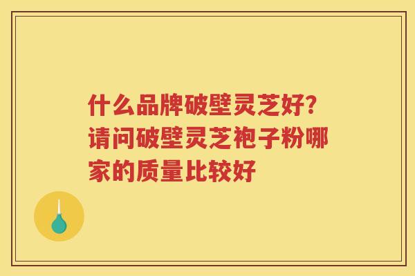 什么品牌破壁灵芝好？请问破壁灵芝袍子粉哪家的质量比较好
