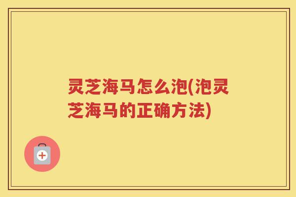 灵芝海马怎么泡(泡灵芝海马的正确方法)