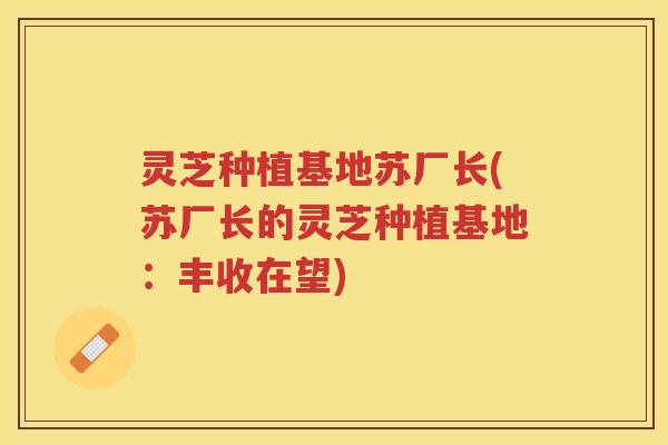 灵芝种植基地苏厂长(苏厂长的灵芝种植基地:丰收在望) 灵芝种植基地苏厂长(苏厂长的灵芝种植基地:丰收在望)