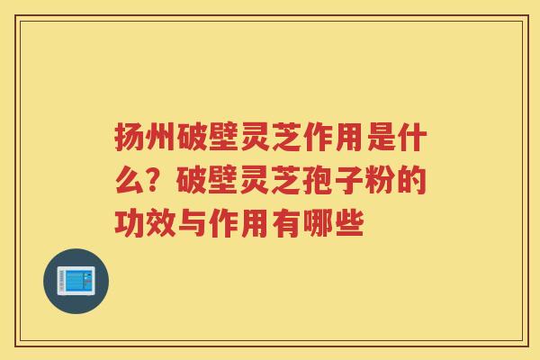 扬州破壁灵芝作用是什么？破壁灵芝孢子粉的功效与作用有哪些