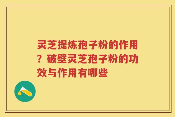 灵芝提炼孢子粉的作用？破壁灵芝孢子粉的功效与作用有哪些