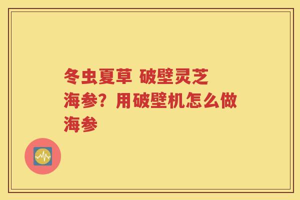 冬虫夏草 破壁灵芝 海参？用破壁机怎么做海参
