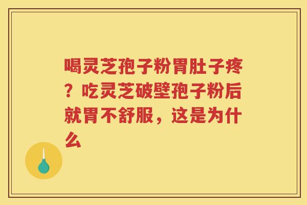 喝灵芝孢子粉胃肚子疼？吃灵芝破壁孢子粉后就胃不舒服，这是为什么