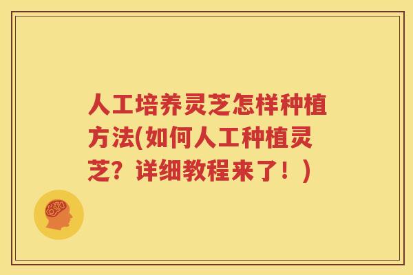 人工培养灵芝怎样种植方法(如何人工种植灵芝？详细教程来了！)