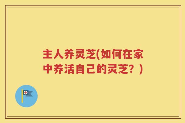 主人养灵芝(如何在家中养活自己的灵芝？)
