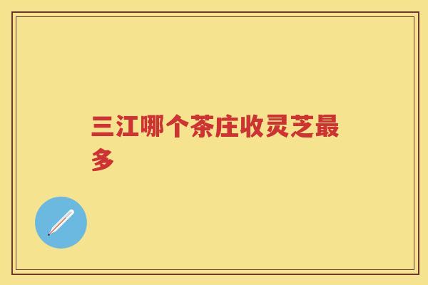 三江哪个茶庄收灵芝多