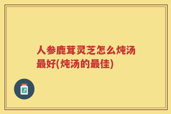 人参鹿茸灵芝怎么炖汤好(炖汤的佳)