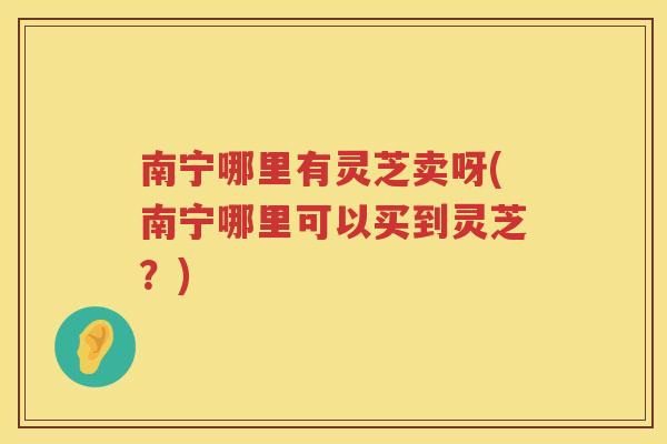 南宁哪里有灵芝卖呀(南宁哪里可以买到灵芝？)
