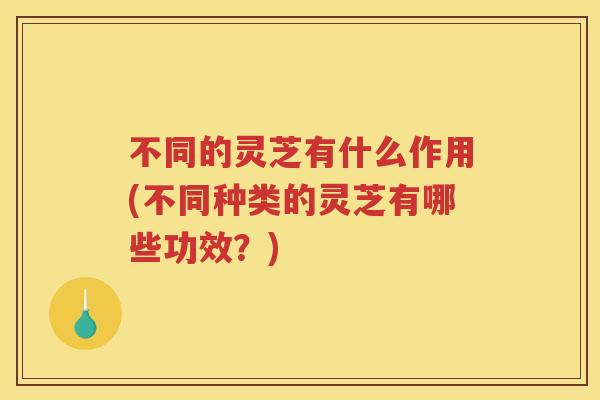 不同的灵芝有什么作用(不同种类的灵芝有哪些功效？)