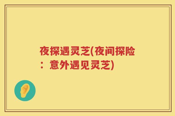 夜探遇灵芝(夜间探险：意外遇见灵芝)